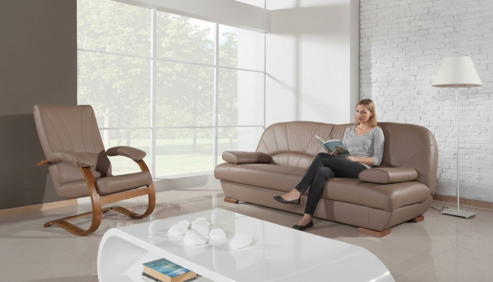 Design Sofagarnitur Echtläder, 3+1 Sëtz Modern Couch Polster.