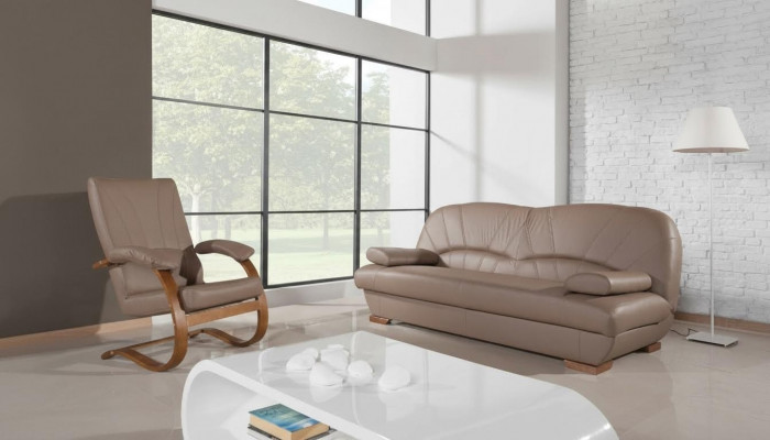 Design Sofagarnitur Echtläder, 3+1 Sëtz Modern Couch Polster.