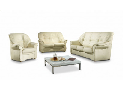Klassesch Wunnzëmmer Garnitur 3+2+1 100% Vollleder Couche Sëtz Polster