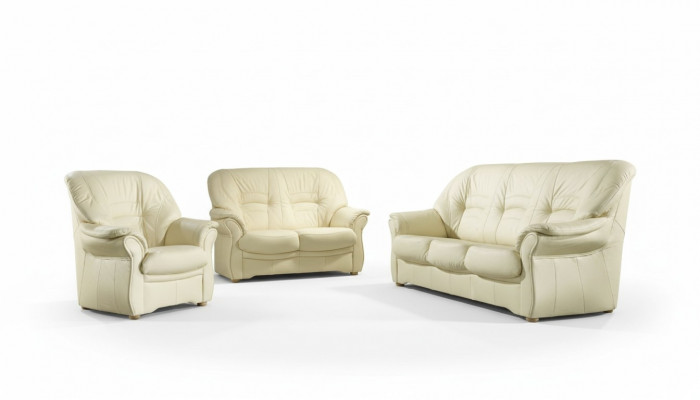 Klassesch Wunnzëmmer Garnitur 3+1+1 100% Vollleder Couch Sëtz Deko Sofa