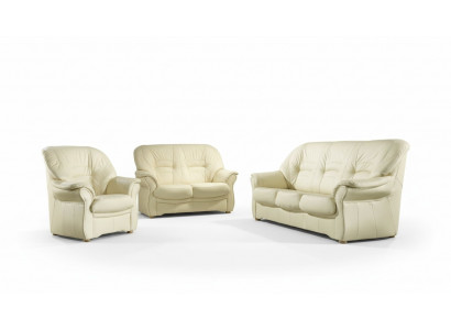 Klassesch Wunnzëmmer Garnitur 3+1+1 100% Vollleder Couch Sëtz Deko Sofa