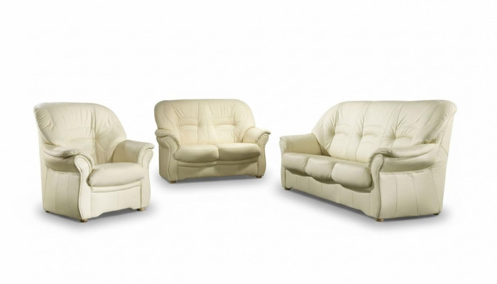Klassesch Ledersofa Sofaensemble 3+1 Sëtzer Couch Polsterset