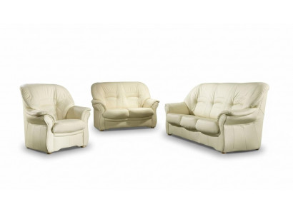 Klassesch Ledersofa Sofaensemble 3+1 Sëtzer Couch Polsterset