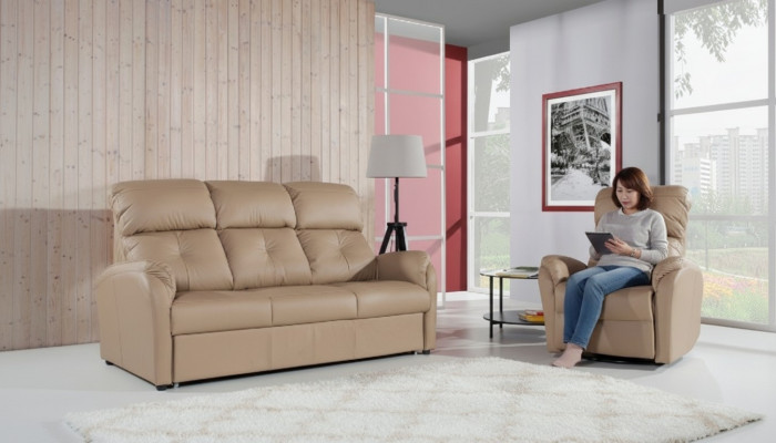 Sofa-Garnitur 3+2 Sëtzer Set Design Sofa Polstersofa Couch 100% Lieder Schloffunktion