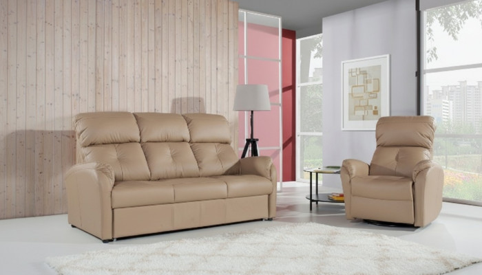 Sofa-Garnitur 3+2 Sëtzer Set Design Sofa Polstersofa Couch 100% Lieder Schloffunktion