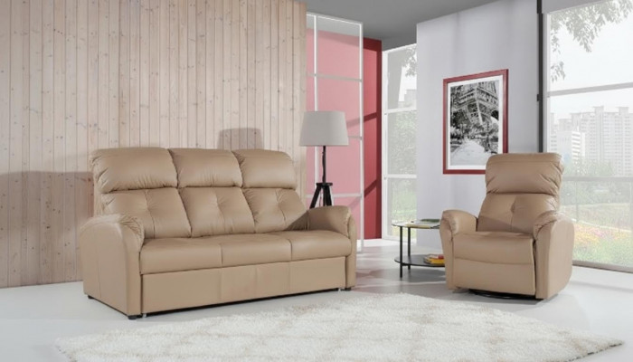 Sofa-Garnitur 3+2 Sëtzer Set Design Sofa Polstersofa Couch 100% Lieder Schloffunktion