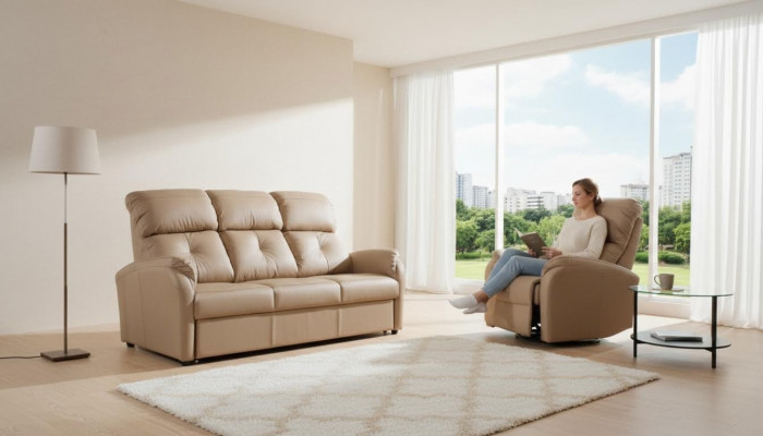 Sofa 2 Sëtz Design Sofasen Polstersofen Ledersofa Relax Modern Sëtzentañ