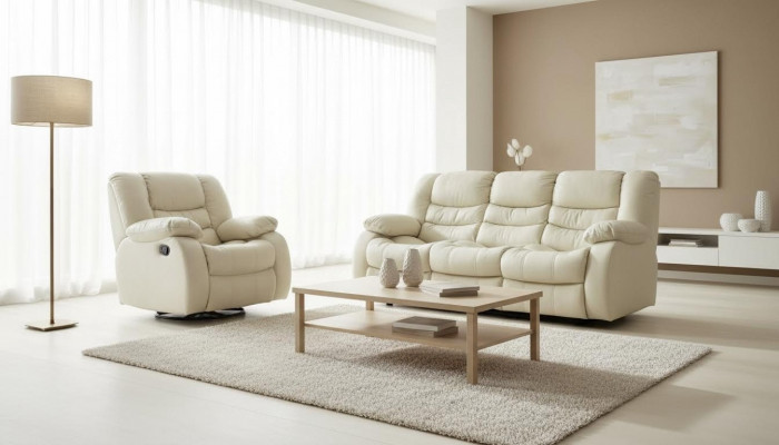 Multifunktiounscouch Sofagarnitur Lieder Sofa 3+2+1 Relax Kino Sofa Set Polster