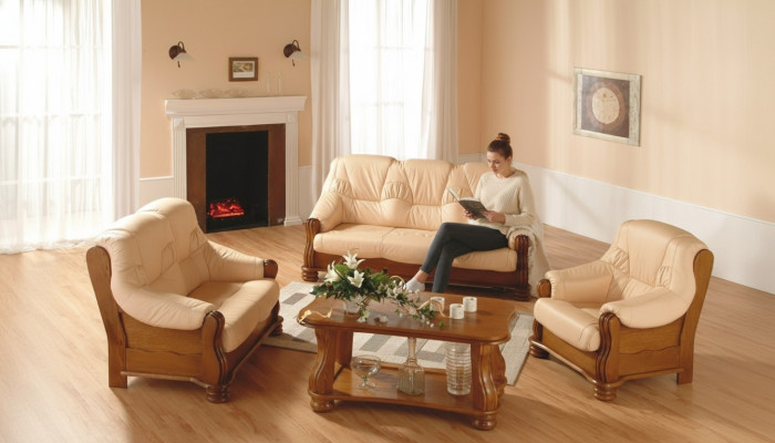 Klassesch Sofagarnitur Holz 3+1 Komplette Set Sitz Polster Couchgarnitur
