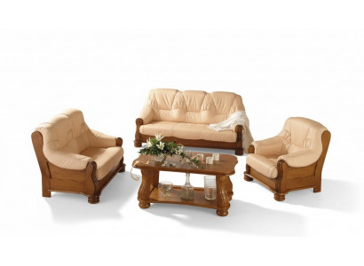 Klassesch Sofagarnitur Holz 3+1 Komplette Set Sitz Polster Couchgarnitur