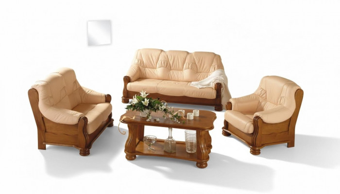 Klassesche Sesselleder 1-Sëtzgeleeënheet Couch Sofa Polstersëtz 1er Nei Fernseh