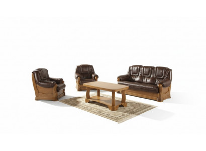 Ledercouch Männerclub Couch Polstersëtz Sofagarnitur 3+2+1 Komplett Set