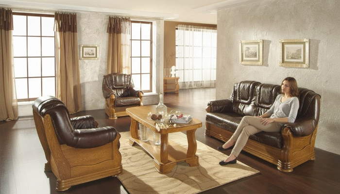 Ledersofa Männer Club Sofa Canapé Polstersëtzung Sofagarnitur 3+1+1 Komplett Set