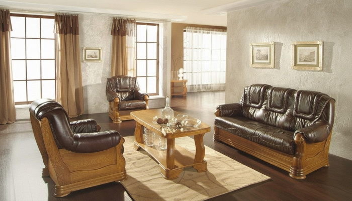 Ledersofa Männer Club Sofa Canapé Polstersëtzung Sofagarnitur 3+1+1 Komplett Set