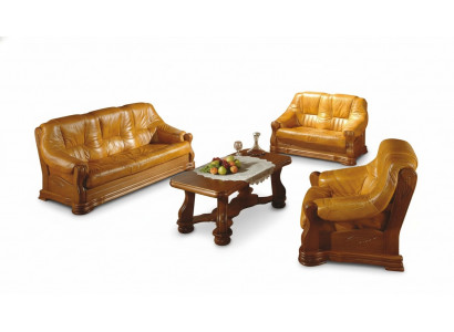 Sofagarnitur Holz Lieder 3+2+1 Komplett Set Klassesch Sëtz Polster Couchgarnitur