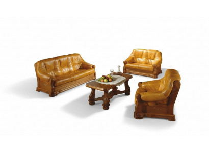 Dräisëtzer Couch Klassesch Ledersofa Couch Polster Sofa 3-Sëtzer Lieder