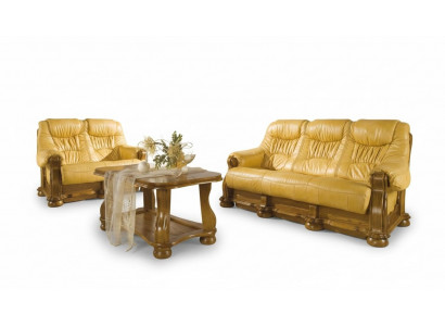 Sofagarnitur Holz Lieder 3+2+1 Komplett Set Klassik Couchgarnitur Sëtz Polster