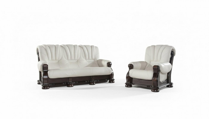 Klassesch dräisëtzeger Couch Polstersofa 3-Sëtzer Ledercouch Ledersofa