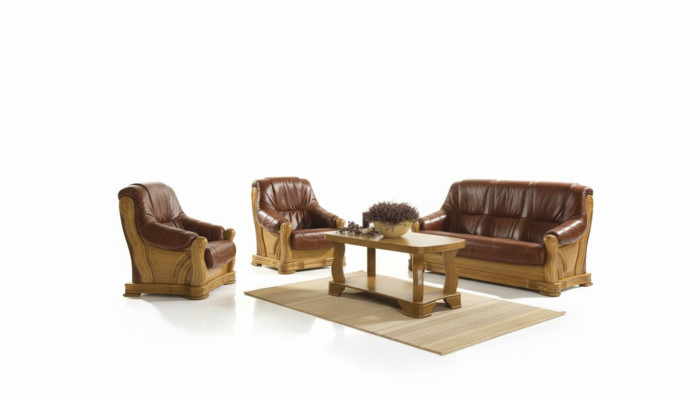 Sofa Dräisëtzer Klassesch Couch Polster 3 Sëtzer 100% Lieder Couchen