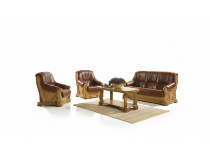 Sofa Dräisëtzer Klassesch Couch Polster 3 Sëtzer 100% Lieder Couchen