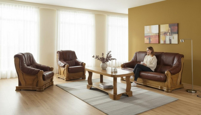 Klassesch Zweisëtzer Canapé Ledersofa Neit Polstersofa 2 Sëtzer Lieder.