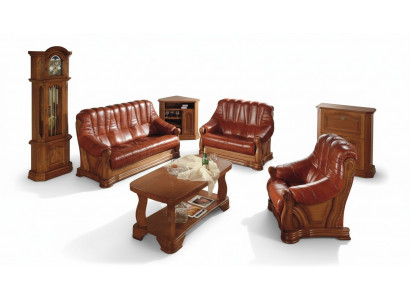 Wunnzëmmer Sofa-Sëtzgrupp Couch Polster Sëtz Sofa Lieder Holz 3+2+1 Set