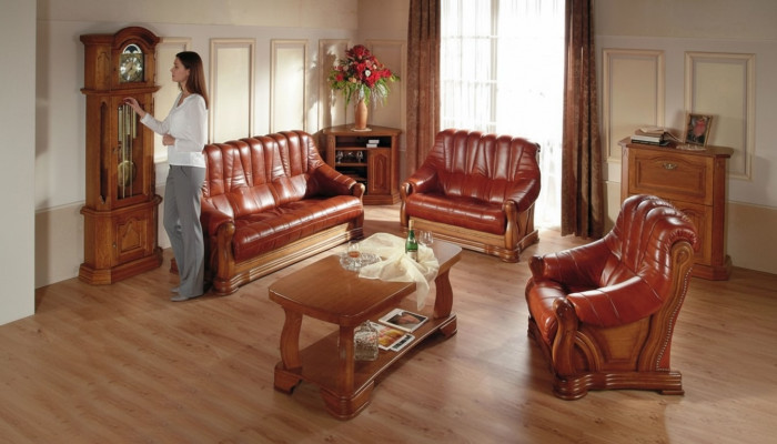 Antik Stil Lieder Sofa Couch Sofagarnitur 3+1+1 Sëtzer Lieder Italienesch Polster