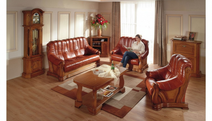 Komplett Lieder Sofa Set Liederkichen Luxus Wunnzëmmer Sofasen 3+2