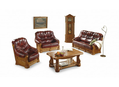 Klassesch Sofa Garnitur Couch Polster Sofa 100% Richtëgt Lieder Holz 3+1