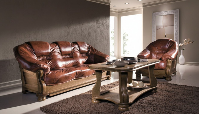 Klassesch Sofagarnitur Couch Polstersëtzer Garnitur Sofa Lieder Holz 3+2+2 Set