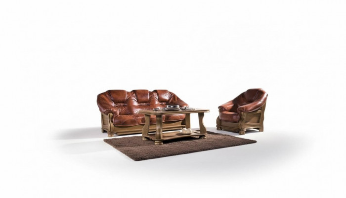 Klassesch Sofagarnitur Couch Polstersëtzer Garnitur Sofa Lieder Holz 3+2+2 Set