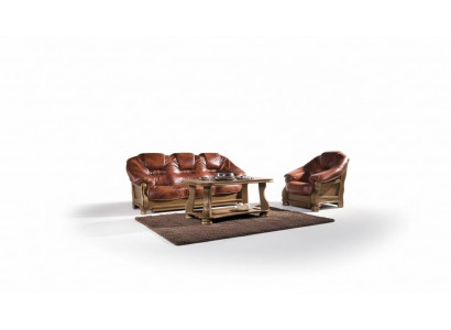 Klassesch Sofagarnitur Couch Polstersëtzer Garnitur Sofa Lieder Holz 3+2+2 Set