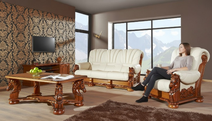 Antik Stil Lieder-Canapé Couche Sofagarnitur Polster 3+1 Sëtzer Italienesch Lieder