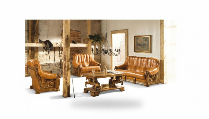 Wunnzëmmer Sofagarnitur Couch Polster Sëtz Deko Sofa Lieder Holz 3+2+1 Set
