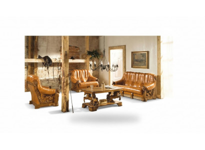 Wunnzëmmer Sofagarnitur Couch Polster Sëtz Deko Sofa Lieder Holz 3+2+1 Set