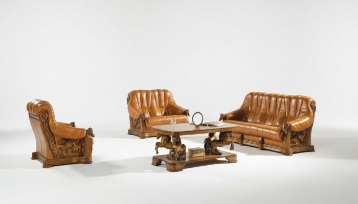 Antik Stil Liederdivan Canapé Sofagarnitur 3+1 Sëtzer Italienesch Lieder Polsterung