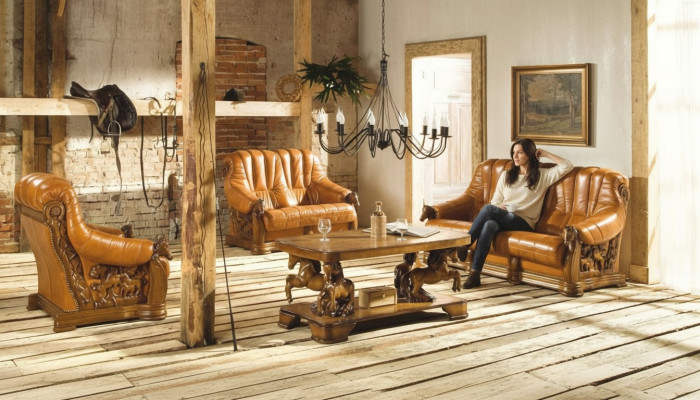 Klassesch Sofagarnitur Couch Polstersëtz Sofa Lieder Holz 3+2+2 Set Garnitur