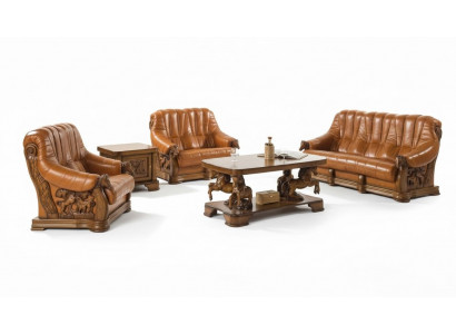 Klassesch Sofagarnitur Couch Polstersëtz Sofa Lieder Holz 3+2+2 Set Garnitur