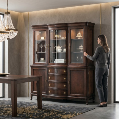Wandschaf Edle Anrichte Holz Barock Stil Buffeet Vitrine Schaf Neit