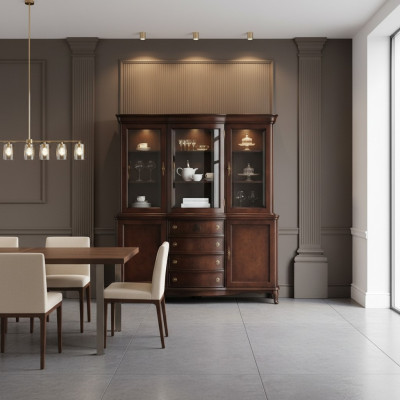 Wandschaf Edle Anrichte Holz Barock Stil Buffeet Vitrine Schaf Neit