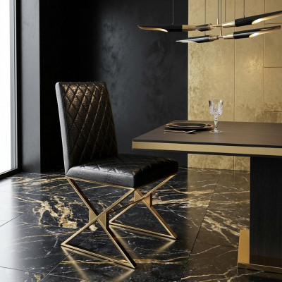 Stull 1x Iesszëmmer Clubstill Polsterstull Fauteuil Metall Lounge Designer Nei