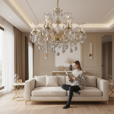 Klassesch Kronleuchter Plafongsliicht Lampe Bohemia Beliichtung Kristall Nei