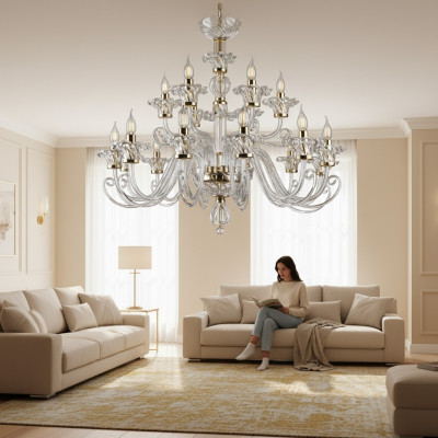 Böhmen Modern Lampe Plafonnière Kronleuchter Kristall Gold Luucht Kronleuchter