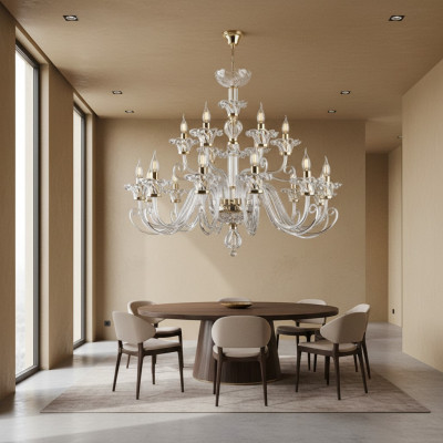Böhmen Modern Lampe Plafonnière Kronleuchter Kristall Gold Luucht Kronleuchter