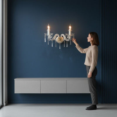 Cristal Wandlampe Kandelaber Kristalllüster Lustre Elite Bohemia Neien