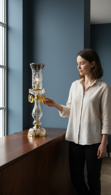 Dëschluucht antik Stil Dëschtlampe Luucht Luuchten Luuchten Kristall Luuchten Krounluucht