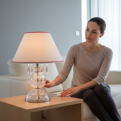 Dëschlampe am antike Stil Krounlamp Kristallampen Luuchten Beliichtung