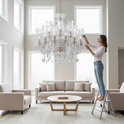 XXL Lampe 24x Krounluucht Palais Villa D'Este Luuchten Kristall Lampe Krounluucht
