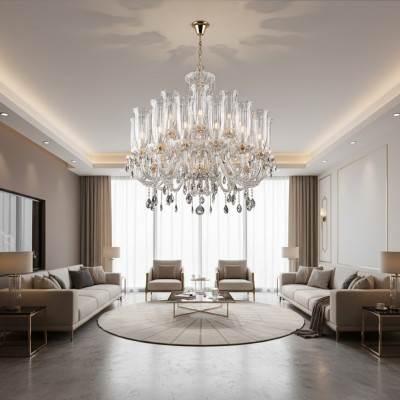 XXL Lampe 24x Krounluucht Palais Villa D'Este Luuchten Kristall Lampe Krounluucht