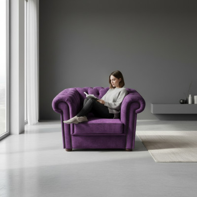 Chesterfield Fauteuil Canapé Polster 1-Sëtzer Samet Design Canapéë Sofas